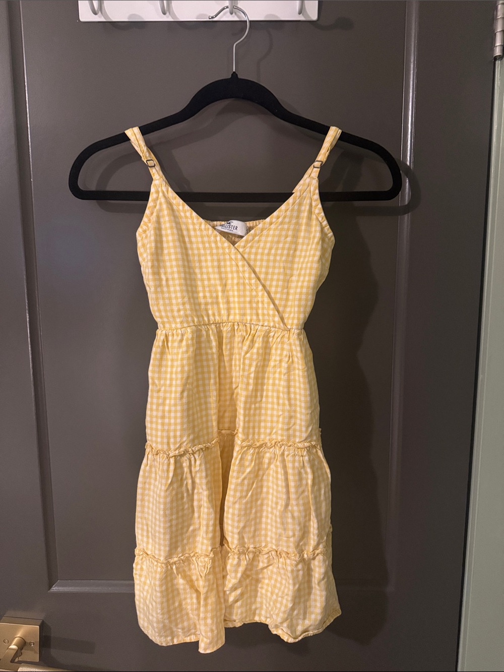Hollister Girls Yellow Gingham Tiered Sundress